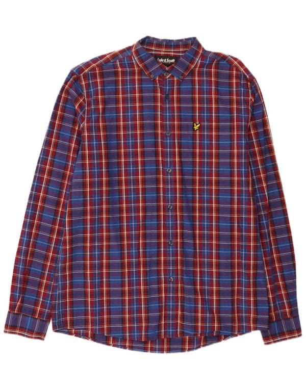 Koszula męska Lyle & Scott, bawełniana, niebieska w kratkę, XL