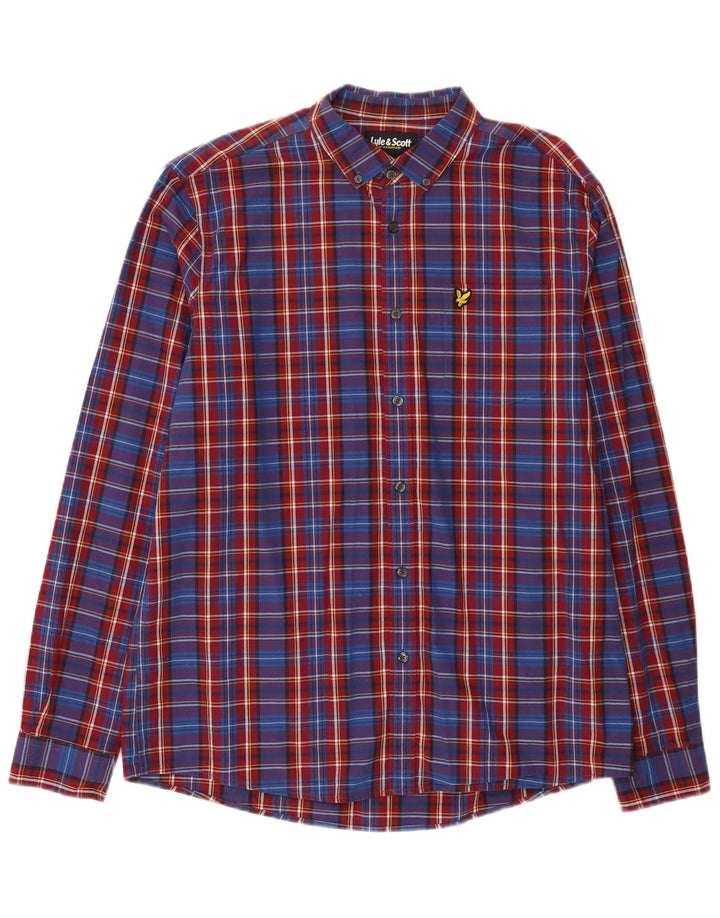 Koszula męska Lyle & Scott, bawełniana, niebieska w kratkę, XL