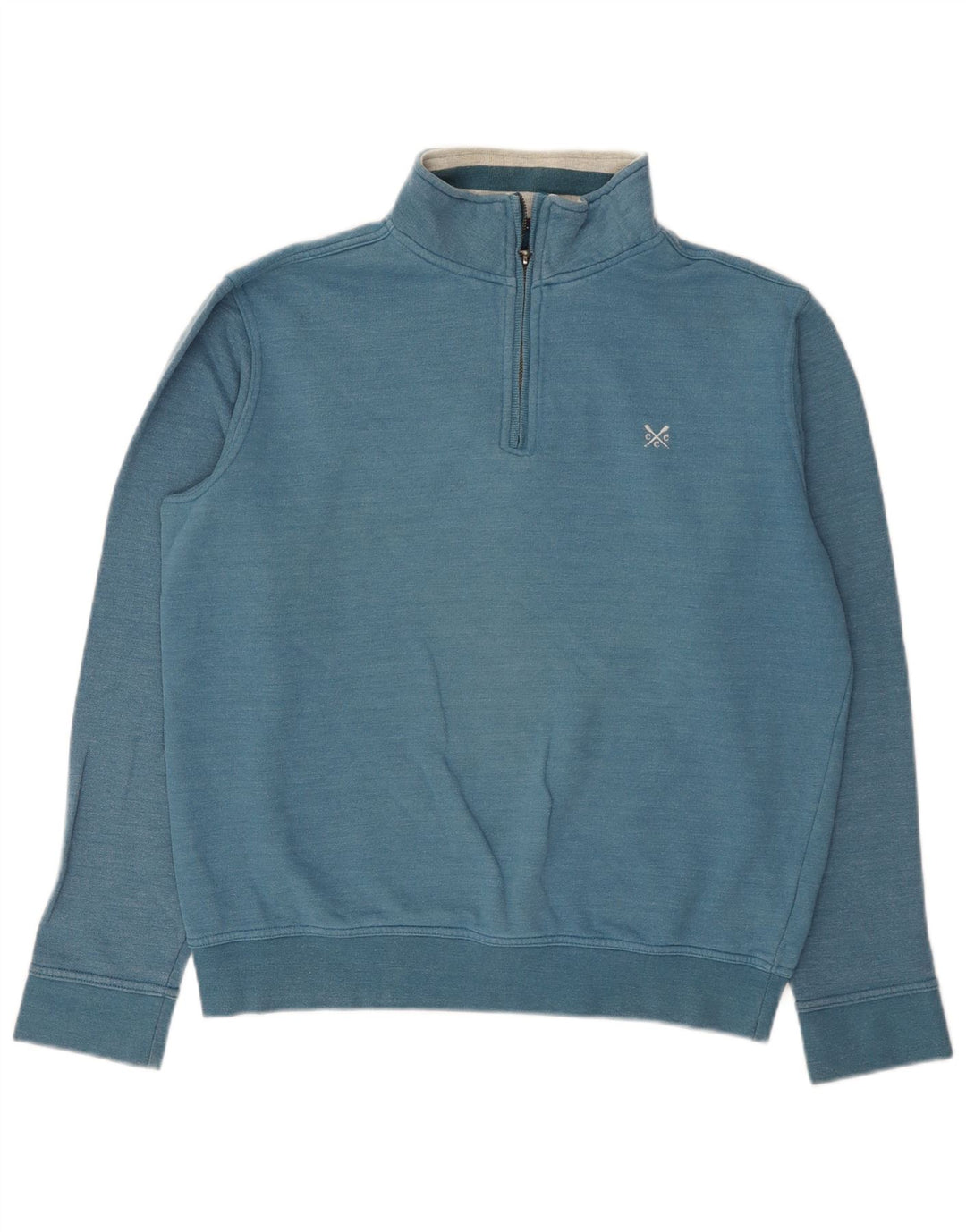 Crew Clothing Męska bluza z zamkiem błyskawicznym, średnioniebieska, bawełniana