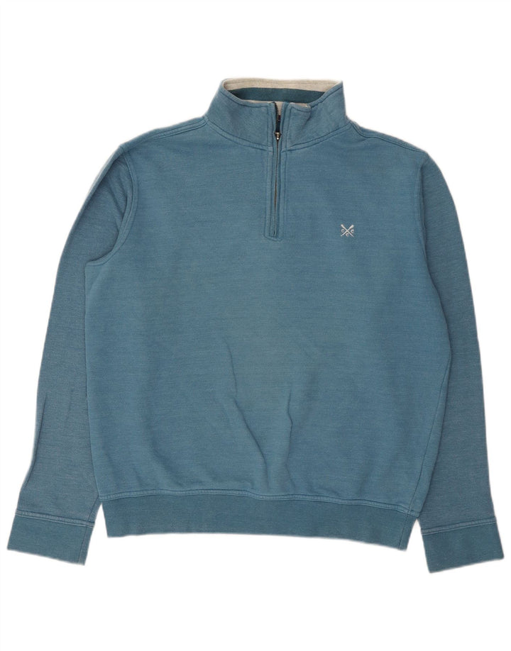 Crew Clothing Męska bluza z zamkiem błyskawicznym, średnioniebieska, bawełniana