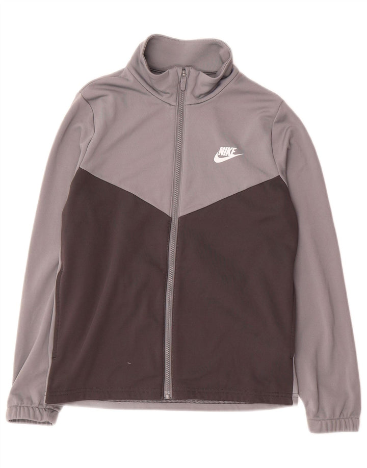 Chłopięca kurtka dresowa Nike Graphic 12-13 lat, duża, szara, z blokami kolorów