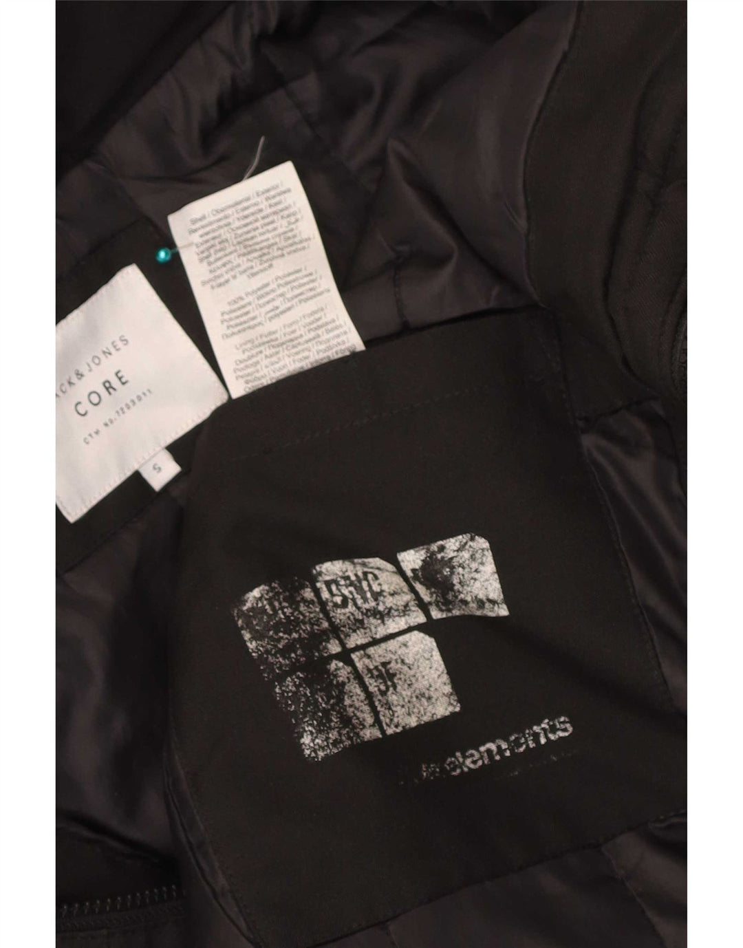 Męska ocieplana kurtka z kapturem Jack & Jones UK 36, mała, czarna, poliester