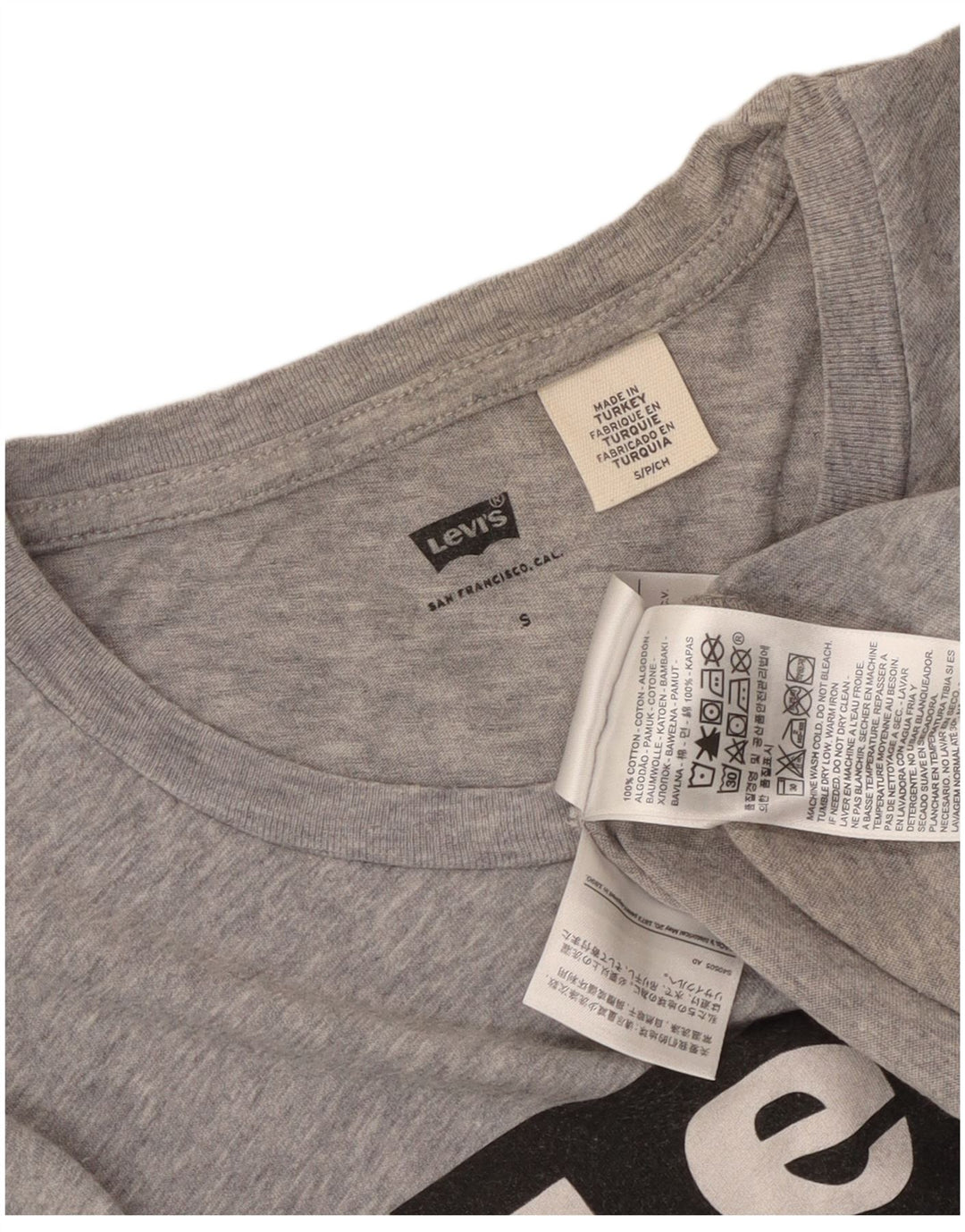 Męski T-shirt z grafiką Levi's, mały, szary, z bawełny w plamki