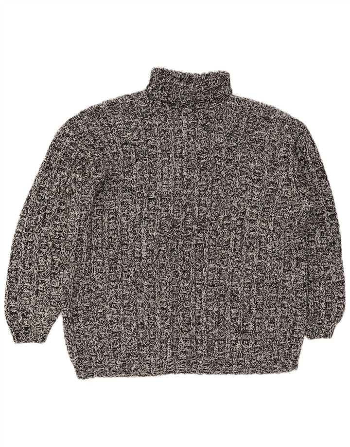 Vintage męski sweter z wywijanym dekoltem XL granatowy nakrapiany