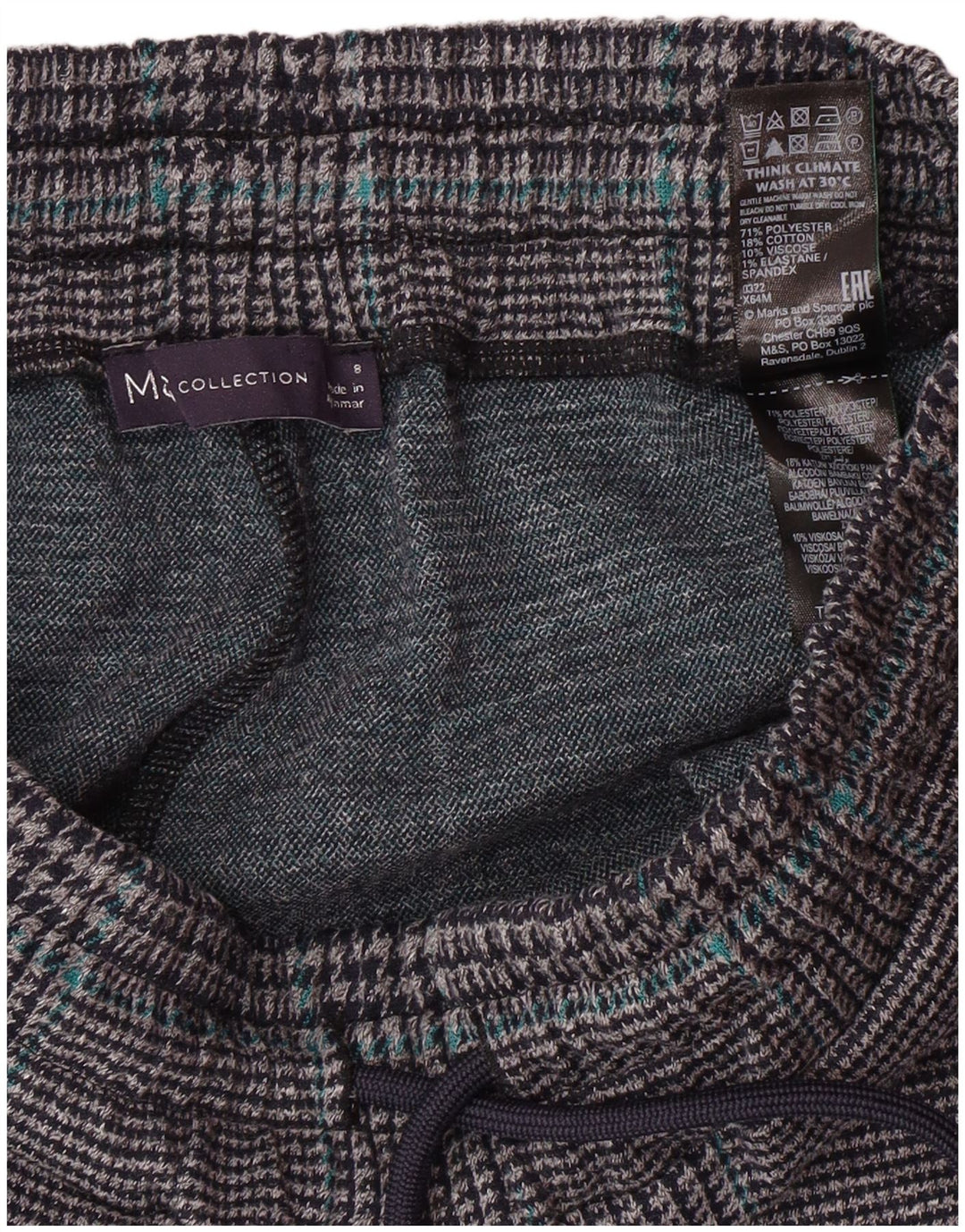 Damskie spodnie dresowe MARKS & SPENCER UK 8, małe, szare w pepitkę