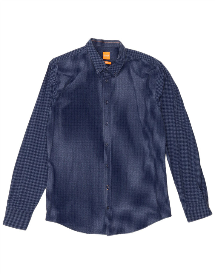 Koszula męska Hugo Boss Slim Fit, duża niebieska kratka