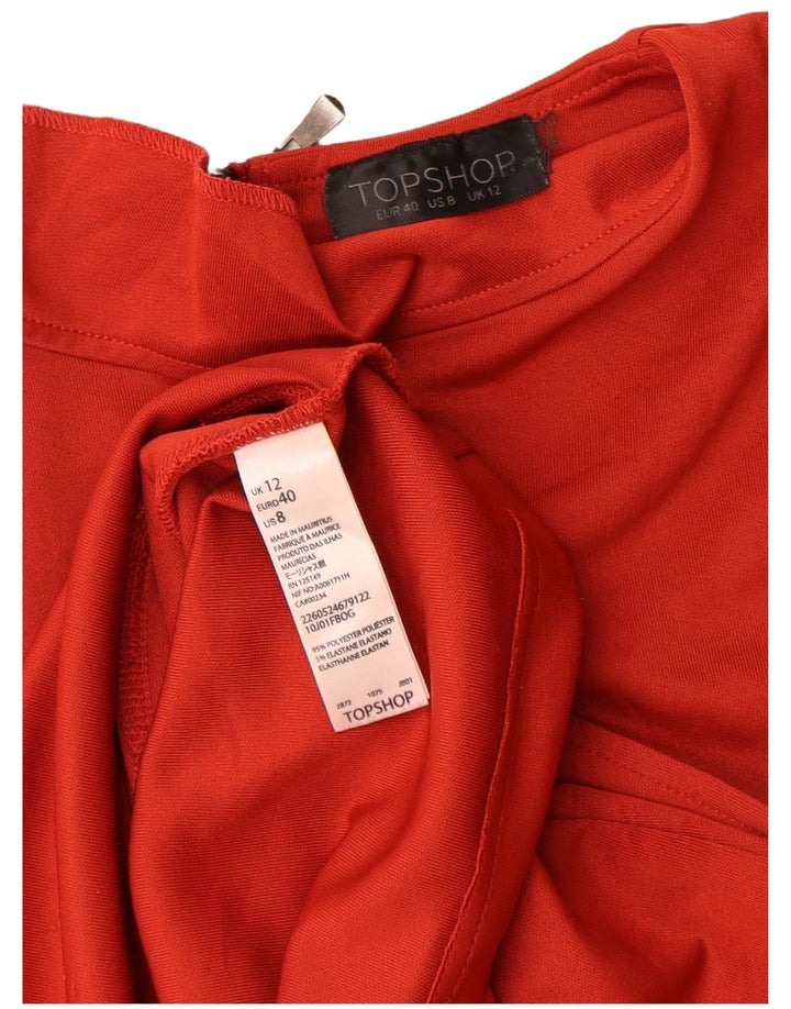 Damska sukienka T-shirt Topshop UK 12, średni czerwony poliester