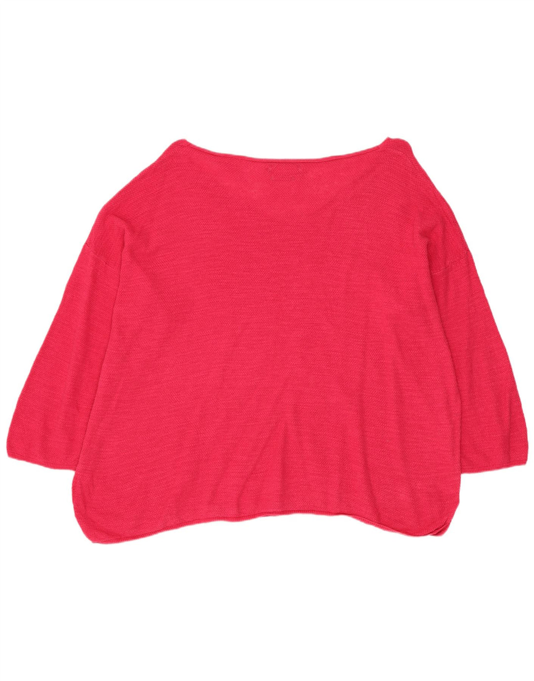 Damski sweter oversize Benetton z dekoltem w łódkę, UK 14, średni różowy, bawełniany