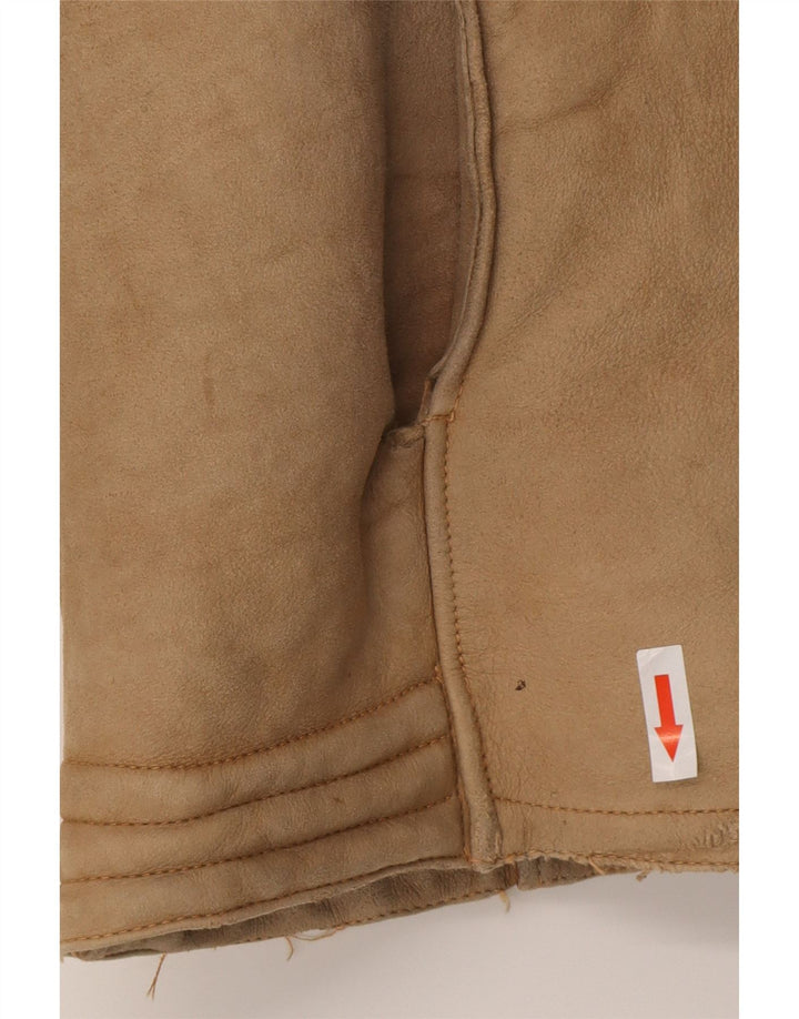 Vintage męska kurtka shearling UK 38 średni brąz