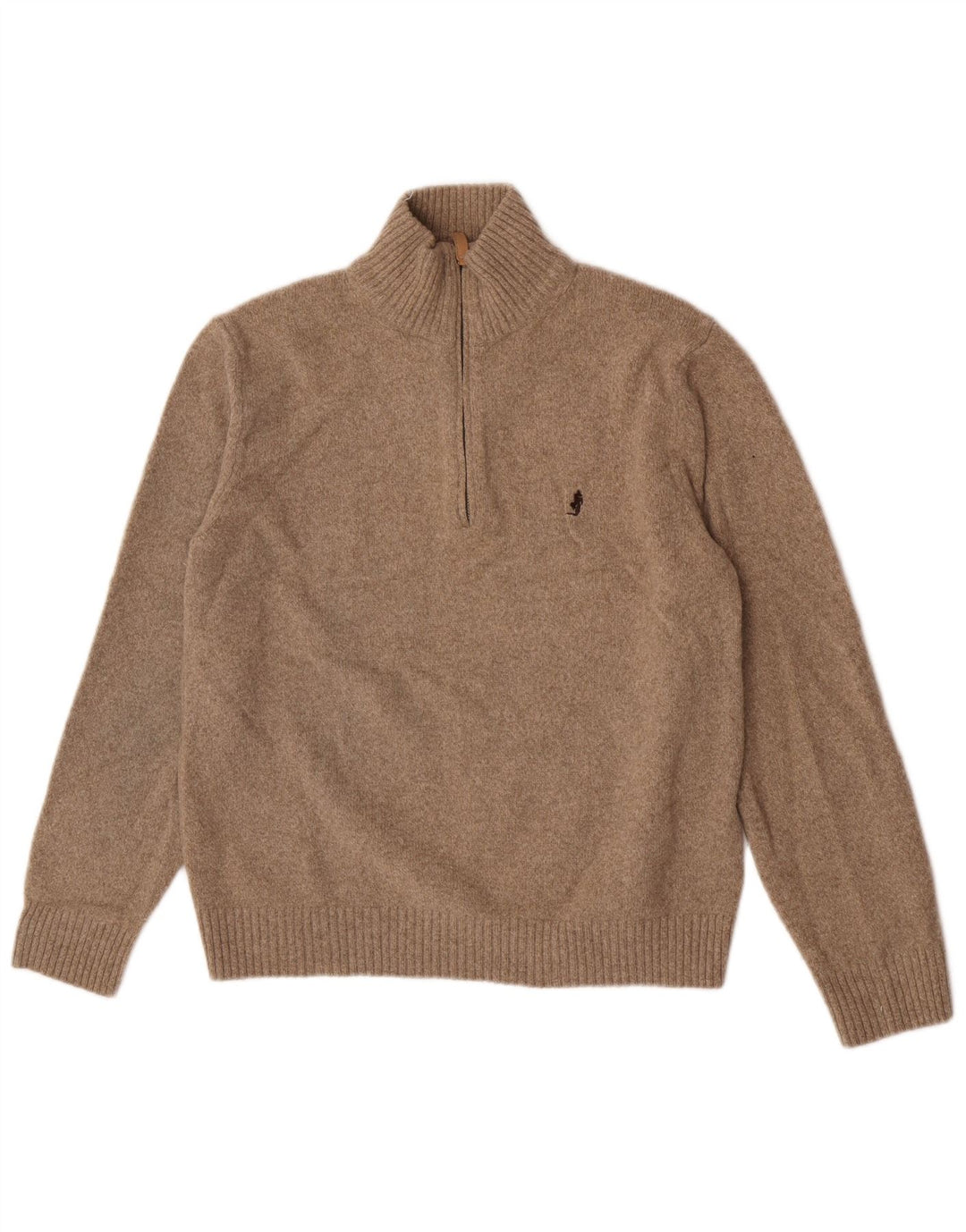 Marlboro Classics Męski sweter z zamkiem błyskawicznym, duży, beżowy, wełniany