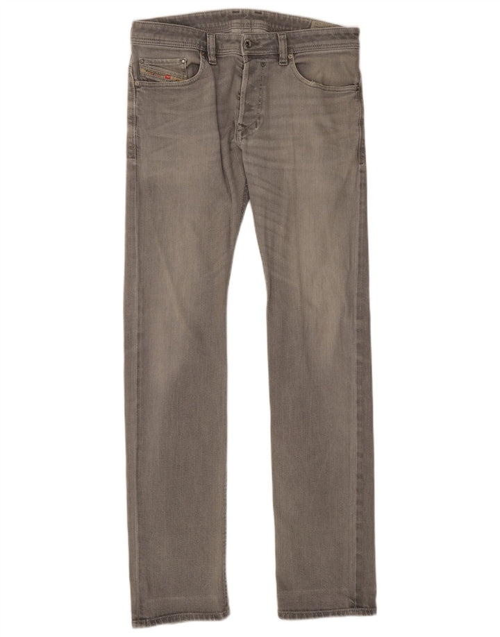 DIESEL Mens Straight Jeans W32 L36 Grey Cotton