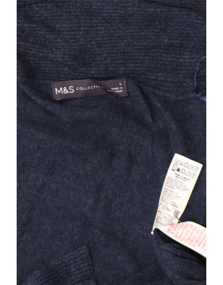 Marks & Spencer Damski sweter z szalowym dekoltem UK 16, duży, granatowy