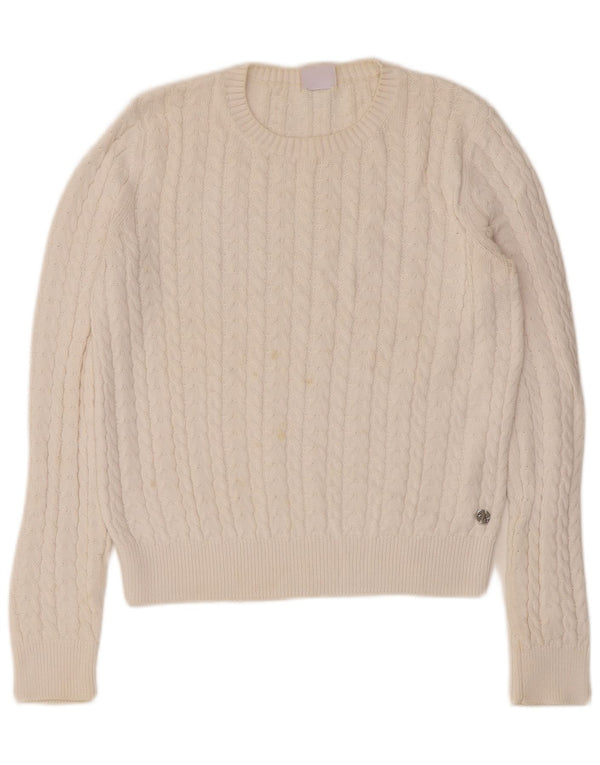 Damski sweter Sun68 z dekoltem w łódkę UK 12 Średnia biała bawełna