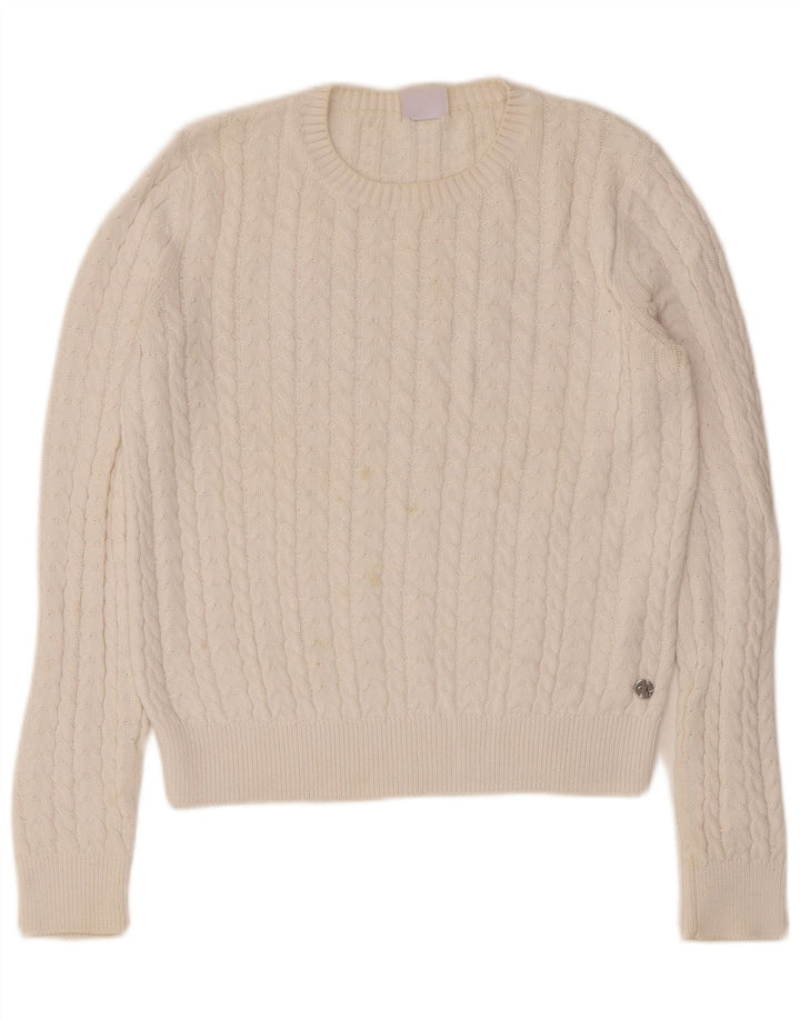 Damski sweter Sun68 z dekoltem w łódkę UK 12 Średnia biała bawełna