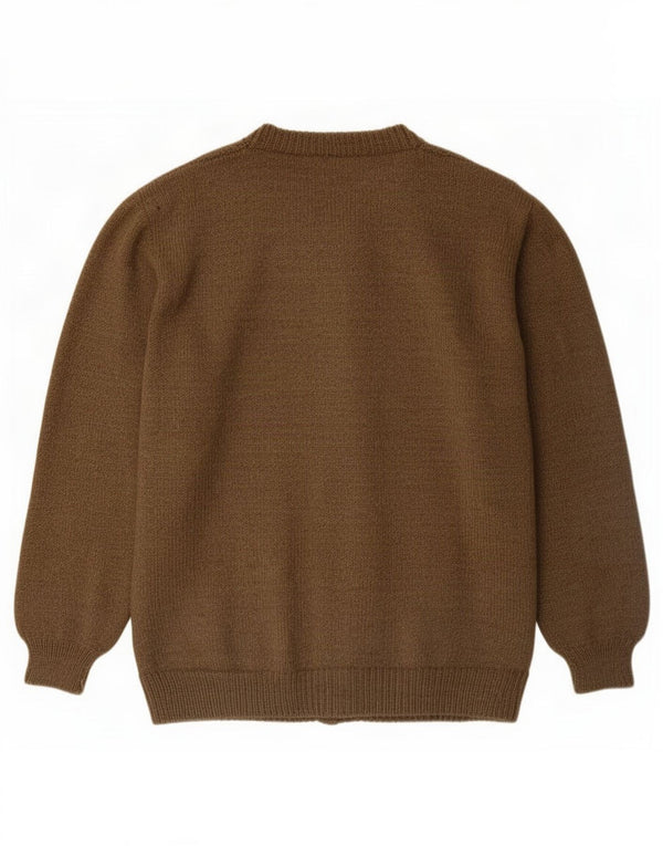 Vintage męski sweter rozpinany XL brązowy geometryczny