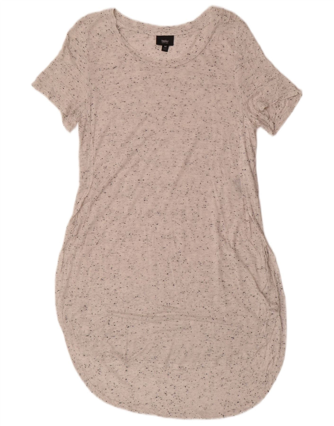 Damska sukienka t-shirtowa MOSSIMO UK 12 Średni biały nakrapiany sztuczny jedwab