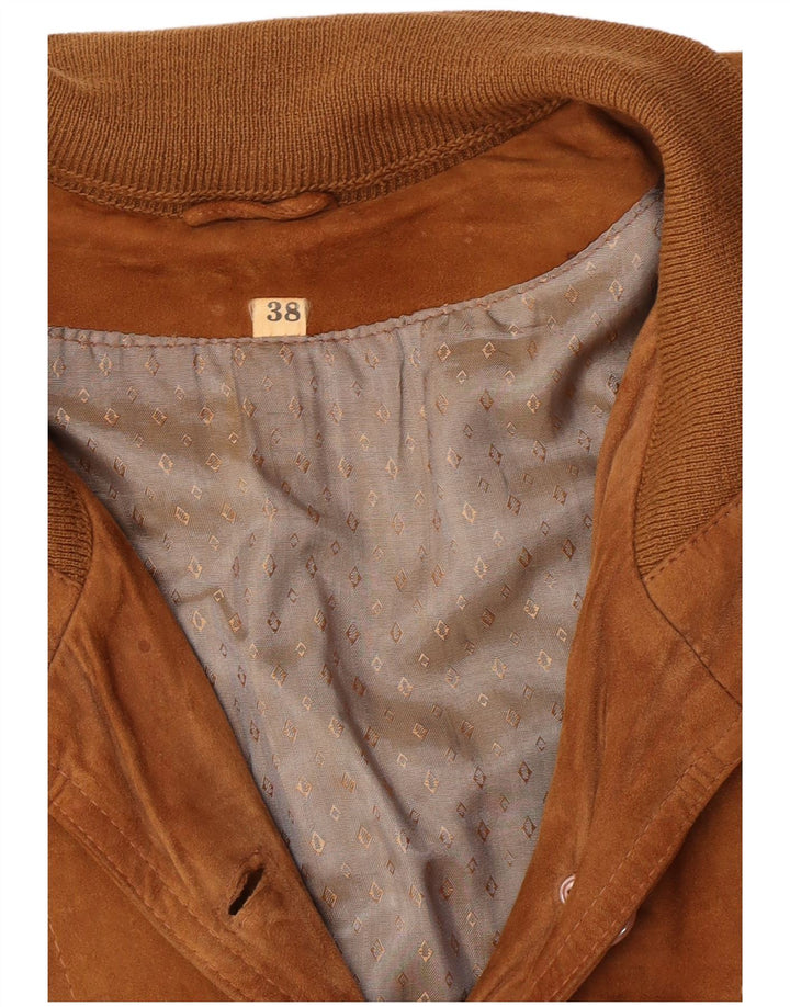 Vintage damska zamszowa kurtka bomber EU 38 średni brąz retro