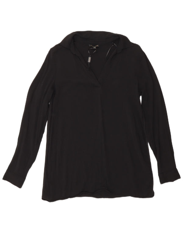 Damska bluzka z długim rękawem Massimo Dutti Top UK 10 Small, czarna wiskoza