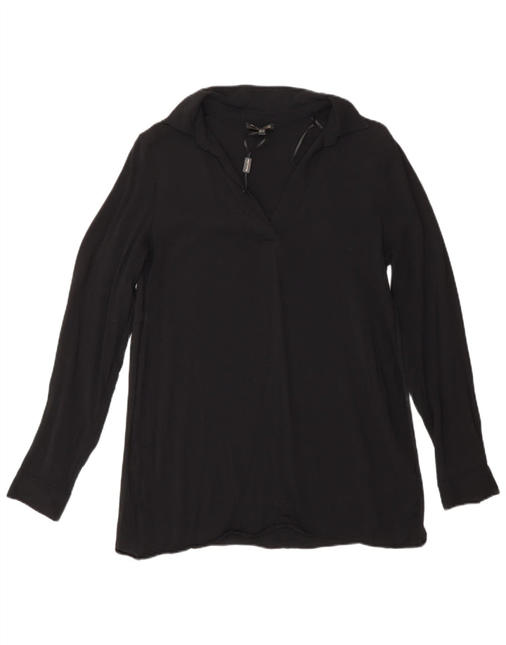 Damska bluzka z długim rękawem Massimo Dutti Top UK 10 Small, czarna wiskoza