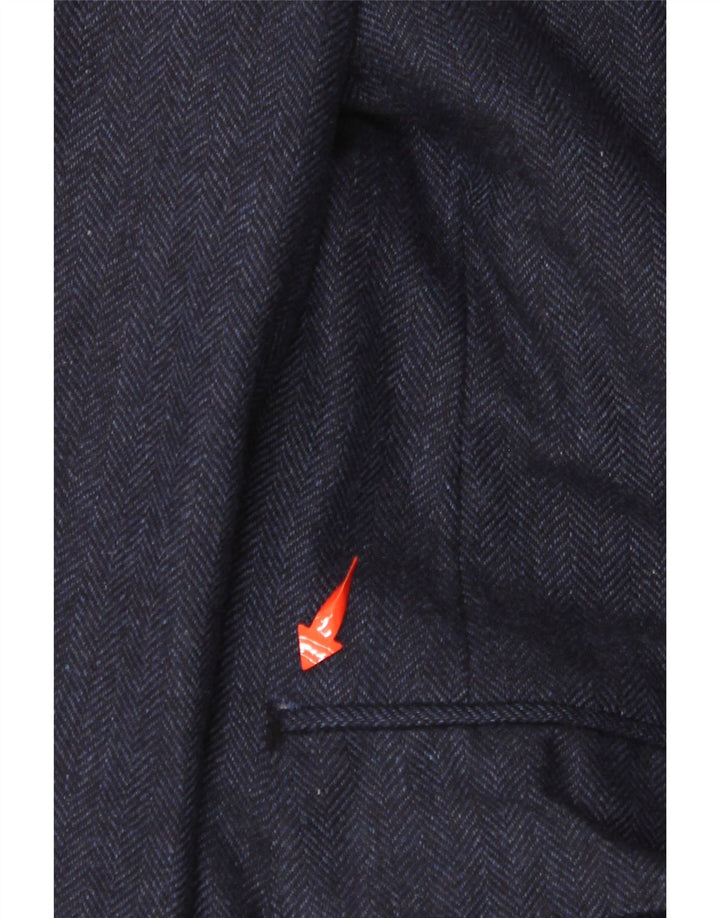 CANALI Męska marynarka zapinana na 2 guziki IT 52 XL Granatowy kaszmir w jodełkę