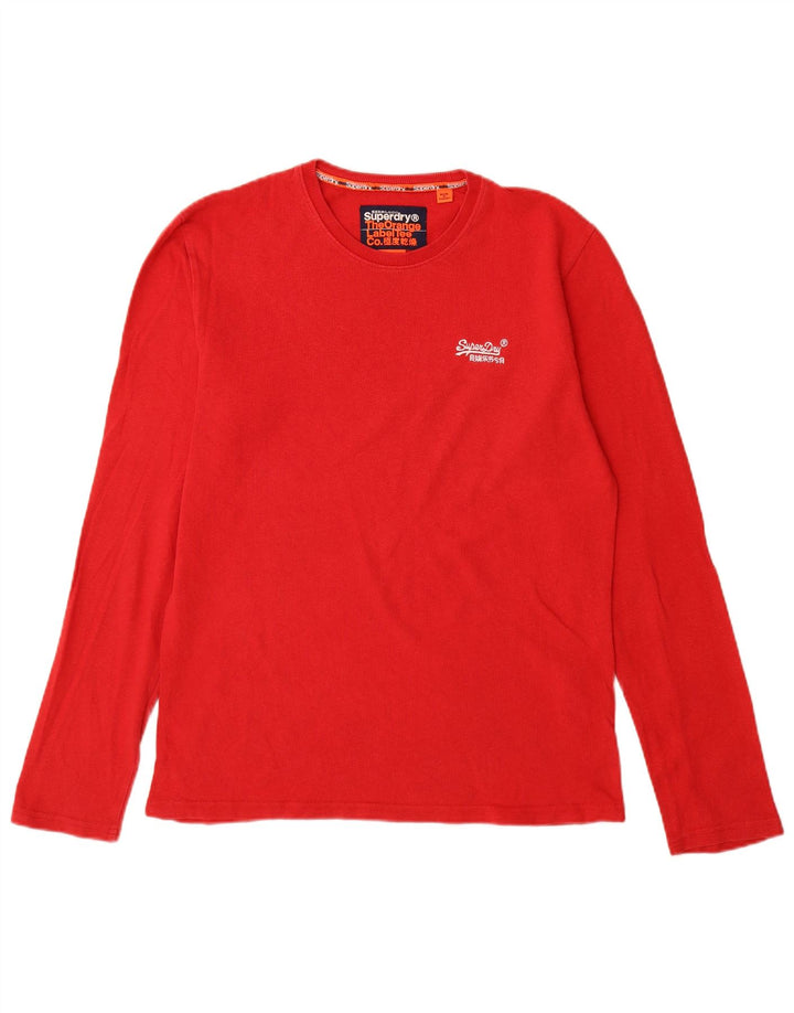 Męski top Superdry z długim rękawem, średnio czerwony, bawełniany