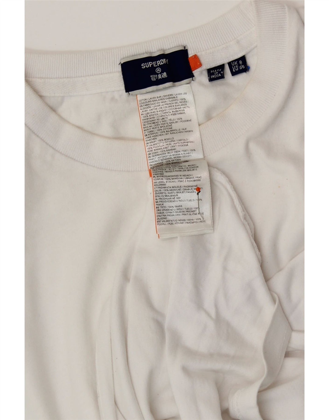 T-shirt damski SUPERDRY Top UK 8 Small, biały, bawełniany