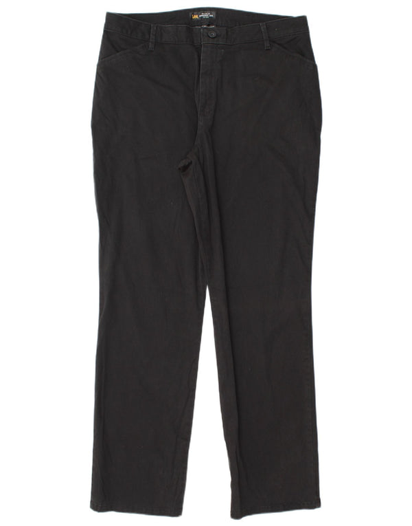 Damskie proste spodnie Lee ze średnim stanem US 14 XL W32 L30, czarna bawełna