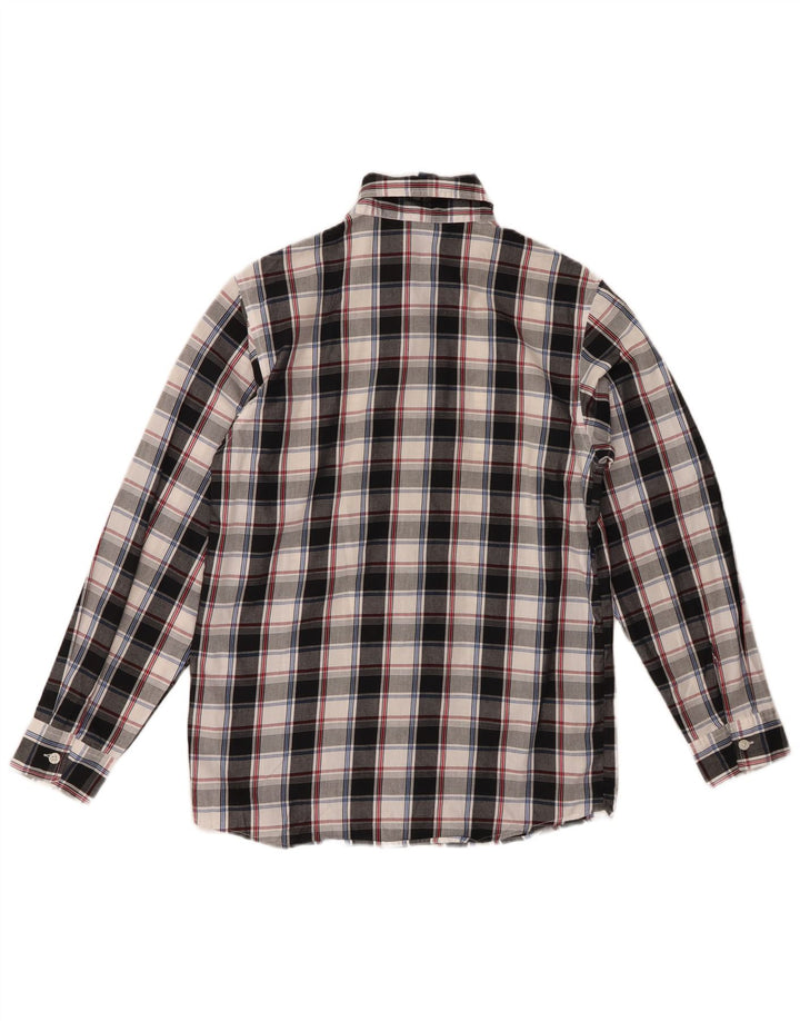 IZOD Chłopięca koszula flanelowa 14-15 lat, duża, czarna, bawełniana w kratę