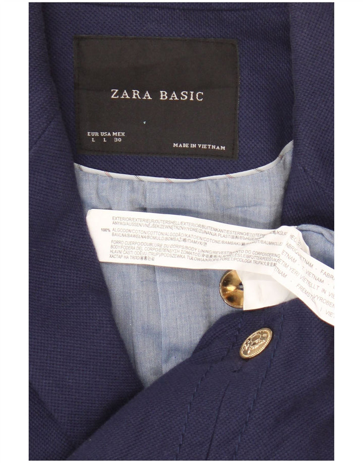 Zara Damska marynarka zapinana na 1 guzik, UK 16, duża, granatowa, bawełniana