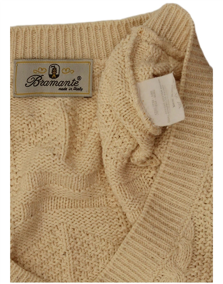 Bramante Męski sweter z dekoltem w kształcie litery V 2XL Beżowy jedwab