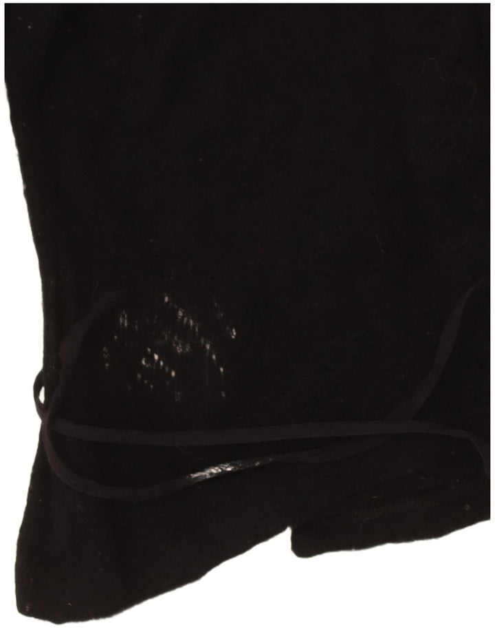 Max & Co. Damski sweter o kopertowym kroju, UK 14, duży, czarny, z dziewiczej wełny