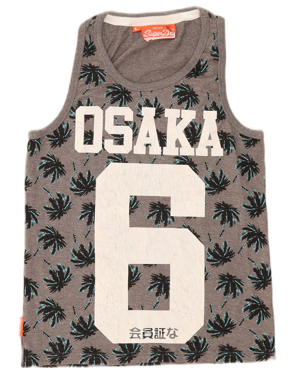 Męska kamizelka z grafiką Superdry Osaka, duża, szara, sportowa w kwiaty