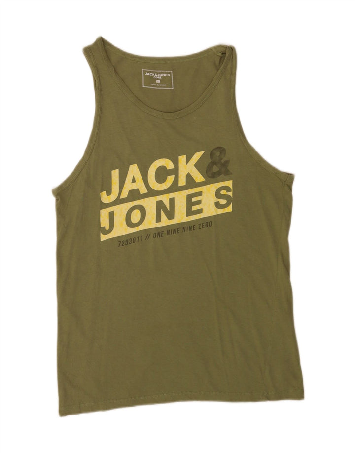 Męska kamizelka z grafiką Jack & Jones, duża, zielona, ​​bawełniana