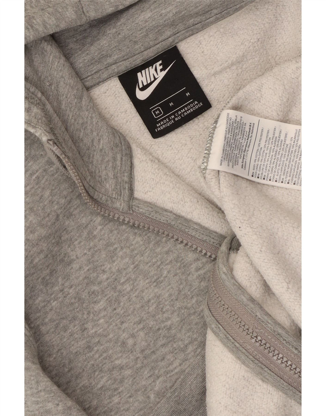 Męski sweter z kapturem i zamkiem błyskawicznym Nike, średnioszary, bawełniany