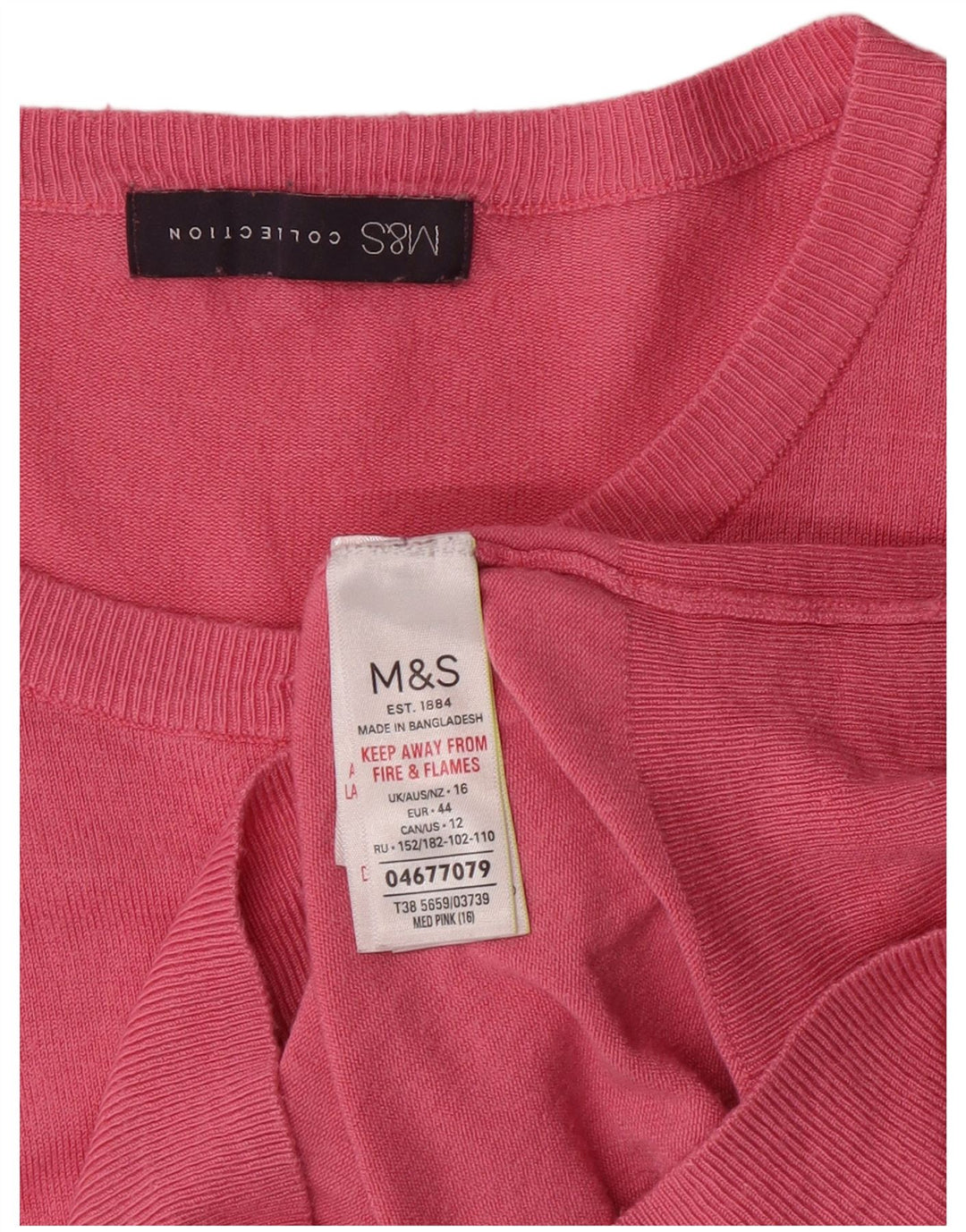 Sweter damski Marks & Spencer UK 16, duży, różowy, wiskozowy, klasyczny