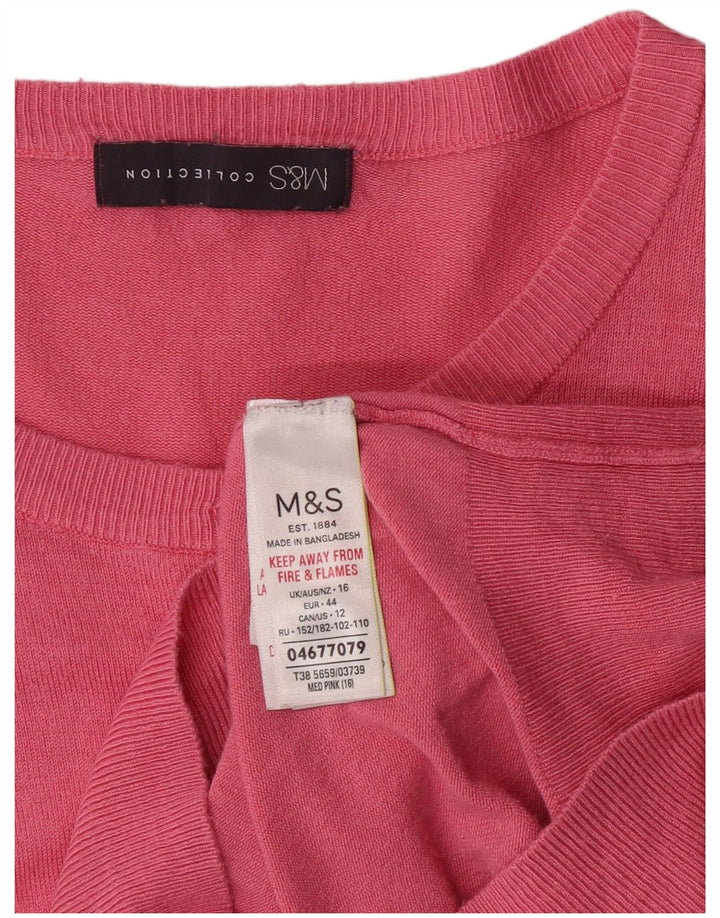 Sweter damski Marks & Spencer UK 16, duży, różowy, wiskozowy, klasyczny
