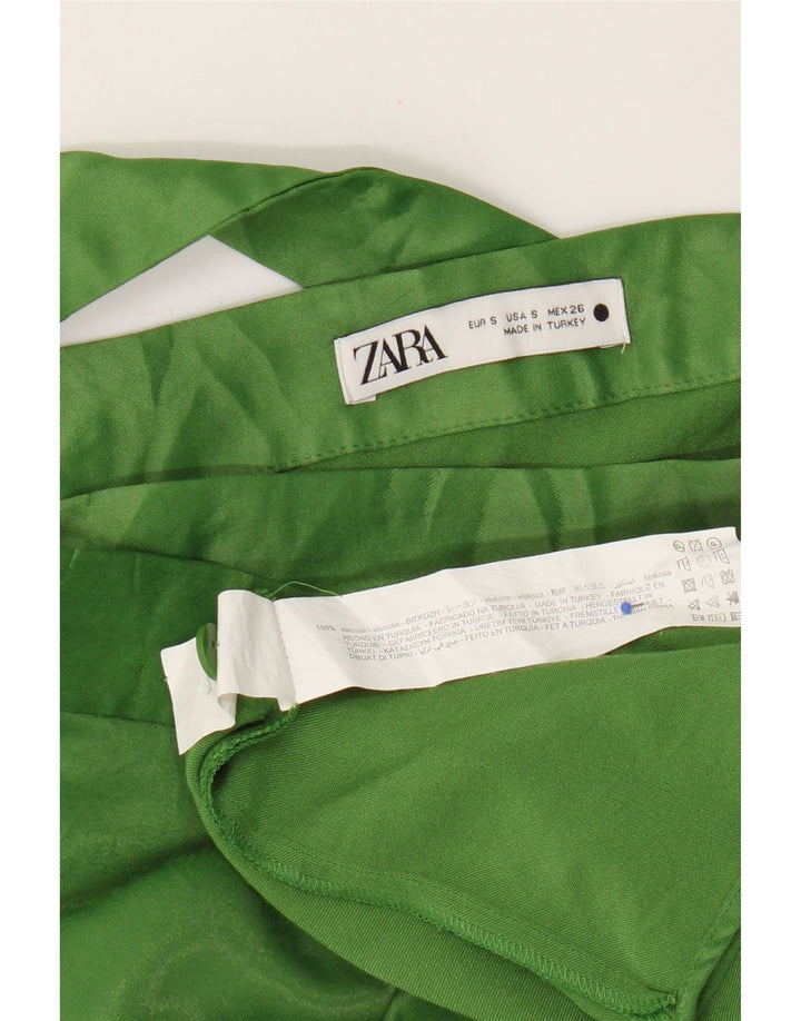Zara Damska mini spódniczka kopertowa mała W26 zielona wiskoza