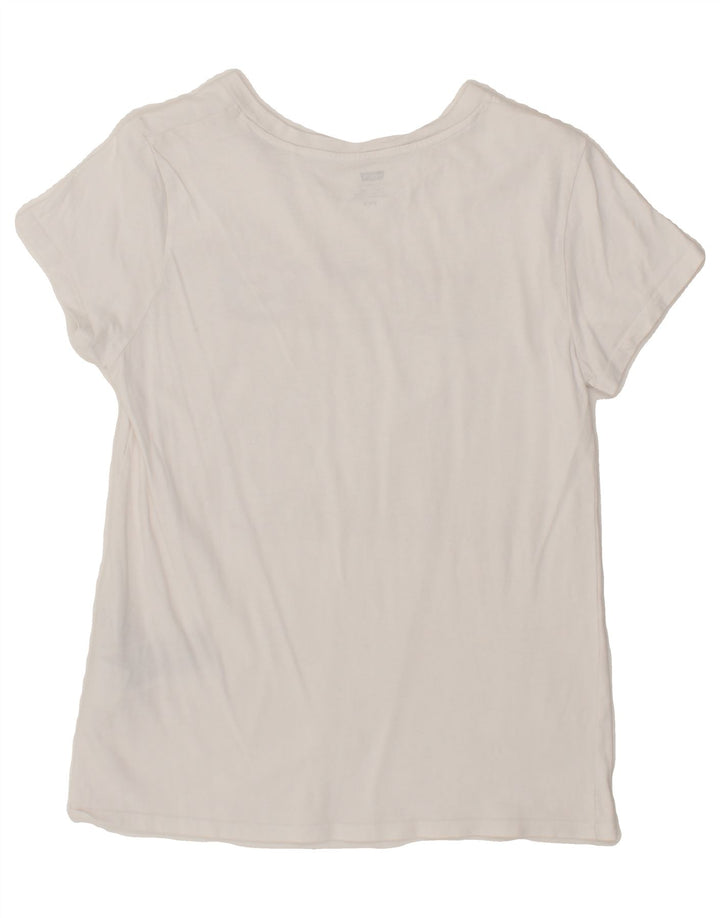 LEVI'S Womens Graphic T-Shirt Top UK 12 Medium White Cotton Vintage Levi's and Second-Hand Levi's from Messina Hembry 