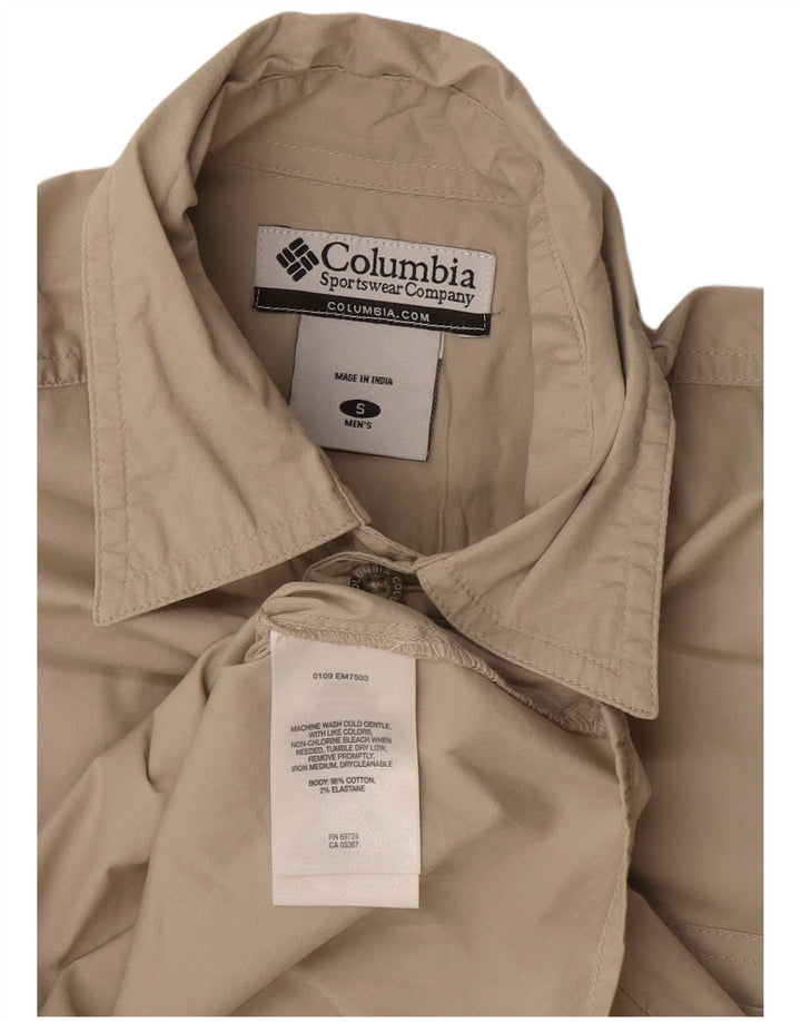 Koszula męska z krótkim rękawem Columbia, mała, beżowa, bawełniana