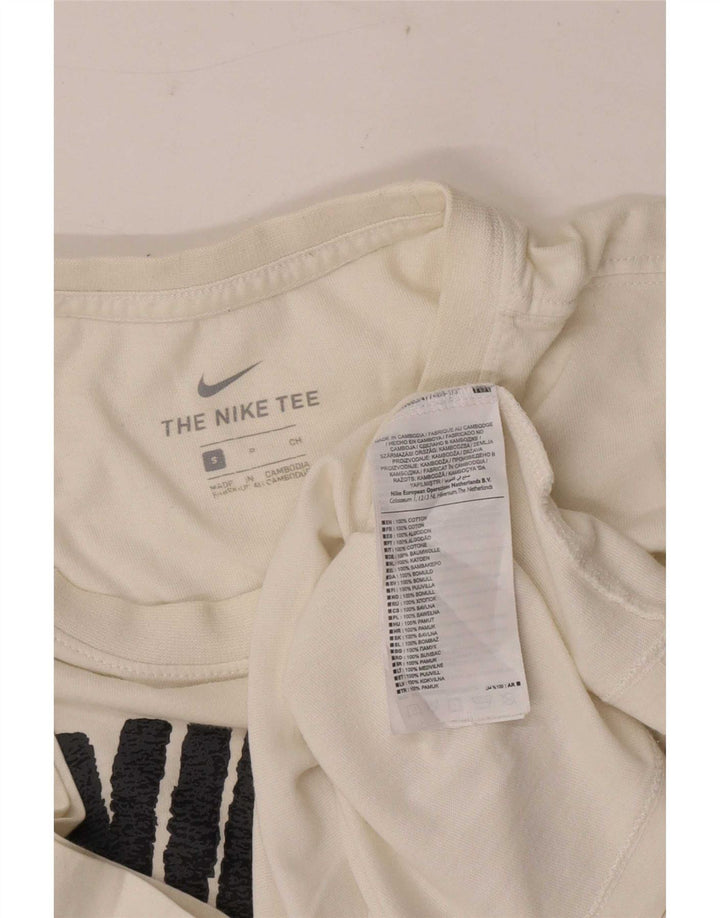 Męski T-shirt z grafiką Nike, mały, biały, bawełniany