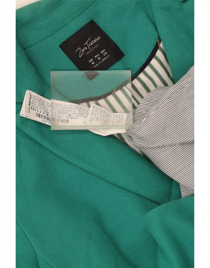 Damska marynarka Zara zapinana na 2 guziki, UK 12, średnia, zielona bawełna