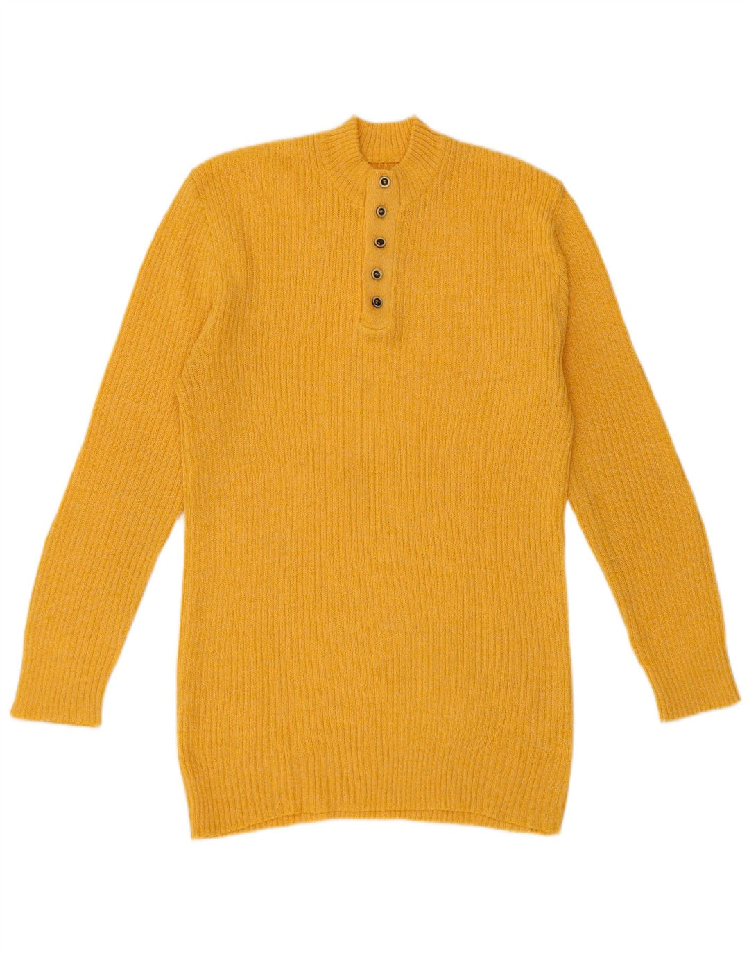 Vintage męski sweter zapinany na guziki, mały żółty