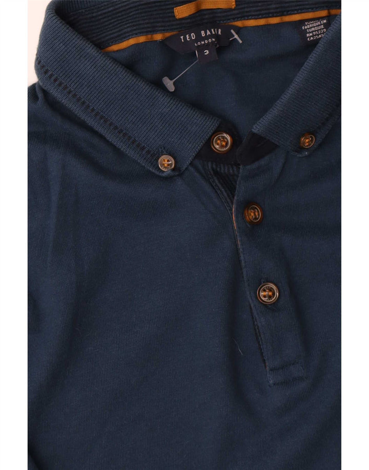 Męska koszulka polo z długim rękawem Ted Baker, rozmiar 3, średnia, granatowa, bawełniana