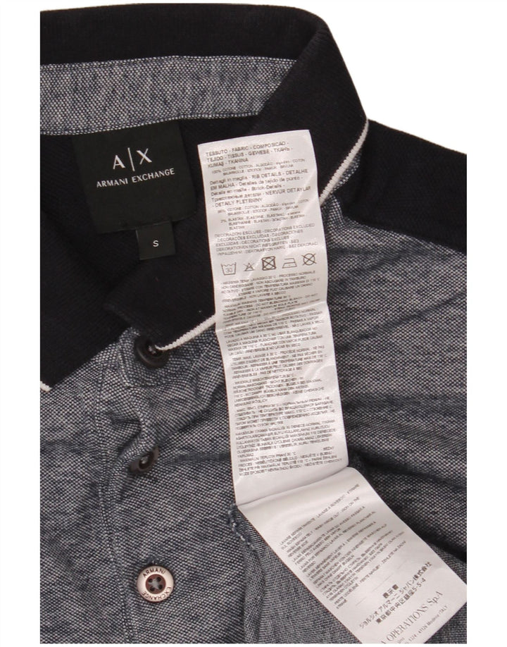 Męska koszulka polo ARMANI EXCHANGE, mała, szara, bawełniana w bloki kolorów