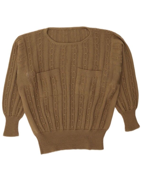 Sweter damski w stylu vintage z dekoltem w łódkę, UK 18 XL Khaki