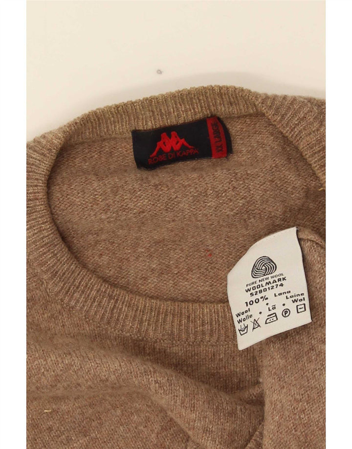 Męski sweter Kappa z okrągłym dekoltem 2XL, beżowa wełna