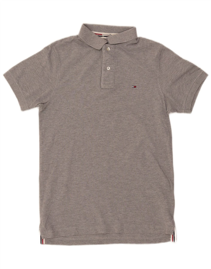 Męska koszulka polo TOMMY HILFIGER, mała, szara, bawełniana
