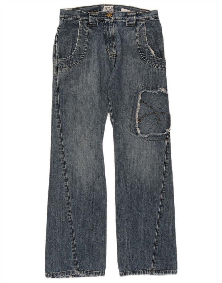 Luźne dżinsy dziewczęce Armani Junior 10-11 lat W26 L28 Niebieski patchwork
