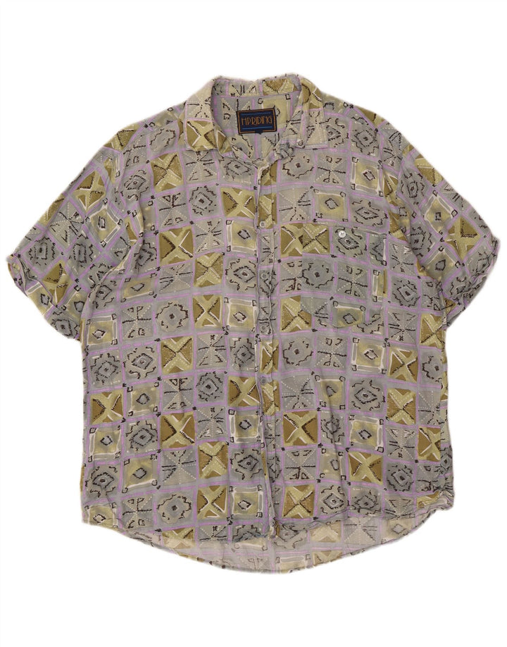 Koszula męska z krótkim rękawem VINTAGE XL wielobarwna geometryczna wiskoza