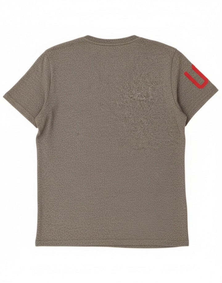 Męski T-shirt Superdry z grafiką, duży, szary, bawełniany w cętki